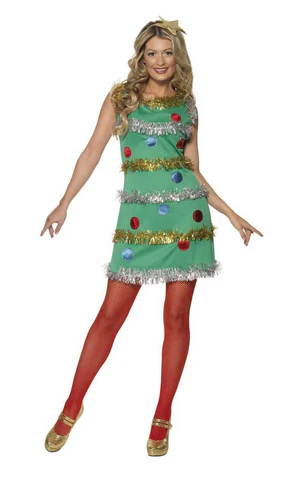womens tinsel christmas tree costume